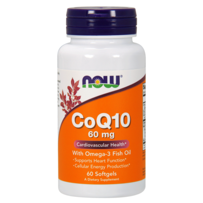 NOW CoQ10 60mg Omega 3 halolajjal (60db)