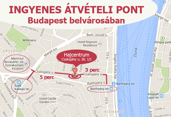 Átvételi pont - Hajcentrum - 1015 Budapest, Csalogány u. 26. 1./1.